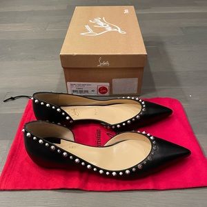 Christian Louboutin Irisell black spike stud half dorsay flats